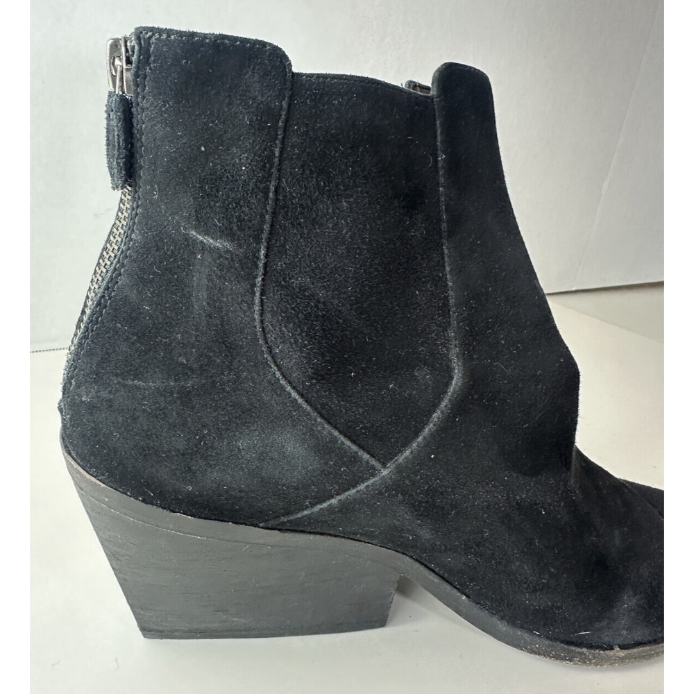 Eileen Fisher Peer Heeled Ankle Boots Black Suede Booties Women's Size 11 - Picture 11 of 16